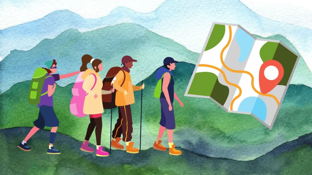 Menschen unterwegs zum Ziel